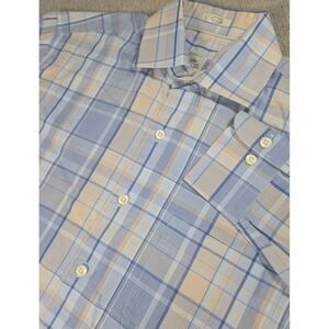 Peter Millar Mens‎ Button Down Shirt Medium Blue Plaid Long Sleeve Cotton